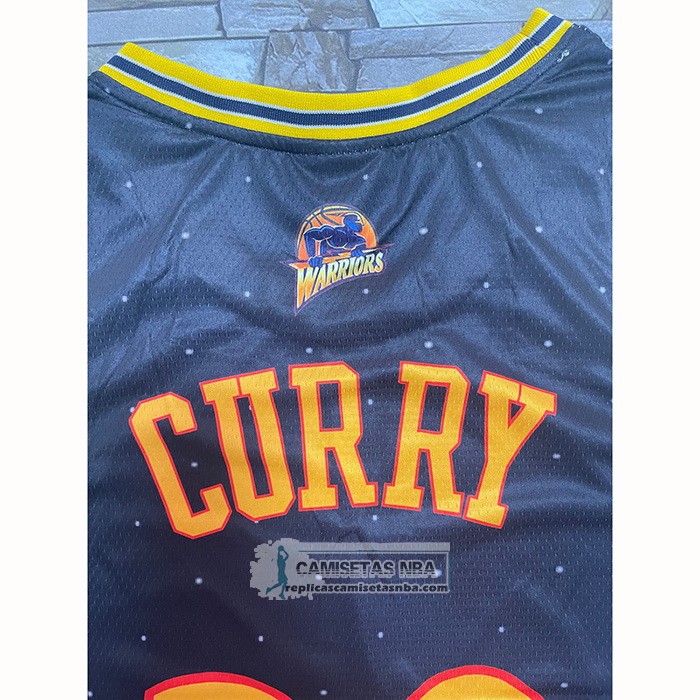 Camiseta Golden State Warriors Stephen Curry NO 30 Mitchell & Ness MVP Negro